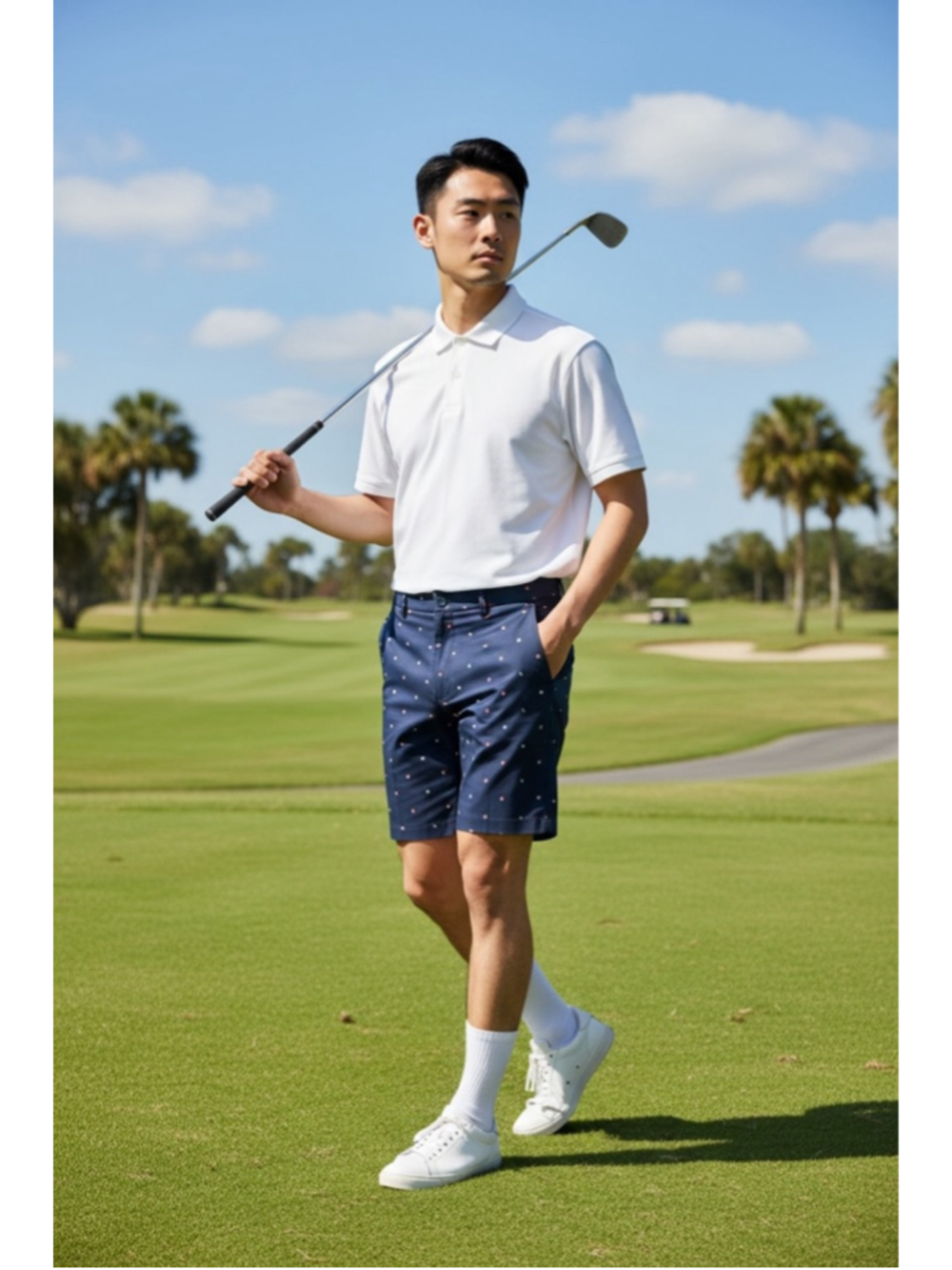 Men's Walter Hagen Waist 36 Navy Multi-Color Pattern Golf Shorts NWT d6